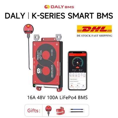 Daly Smart BMS 16S 48V 100A LiFePo4 Battery BMS with Balance+Bluetooth Module DE