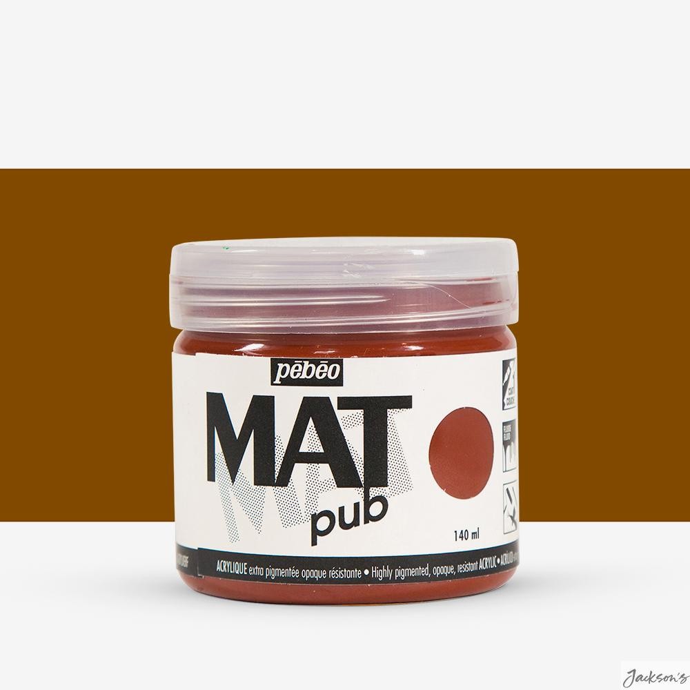 Pebeo Mat Pub Acrylic Paint Matt 140ml Burnt Sienna For Illustration