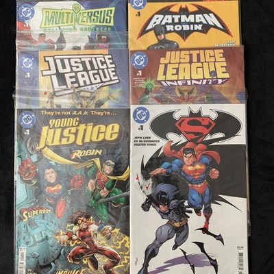 Lot Of  6 DC Comic Book Justice League, Young Justice, Batman vs Super Man