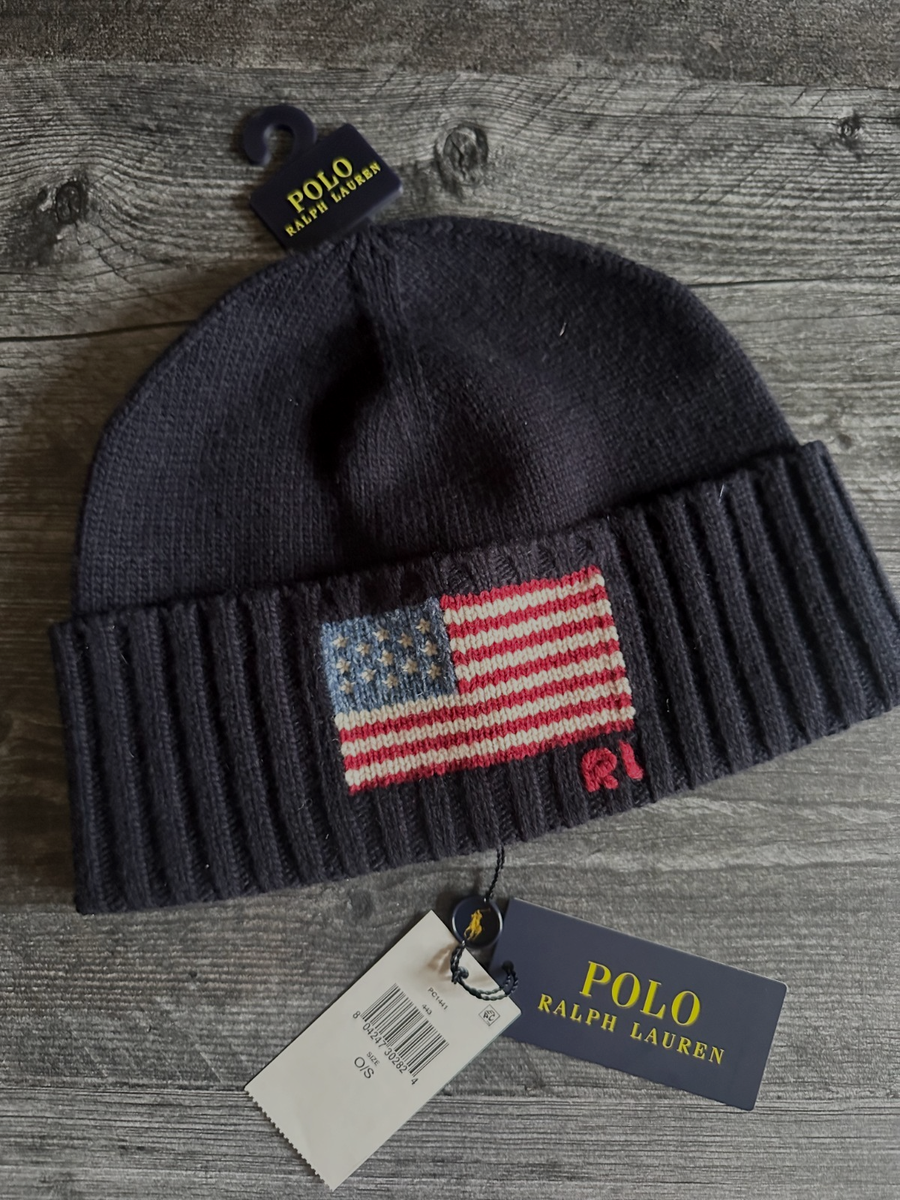 BN Polo Ralph Lauren Men's Flag Beanie Navy | eBay
