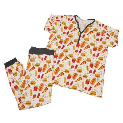 Little Sleepies Womens L/XL Bamboo Pajama Set Junk Food Pizza Print Loungewear
