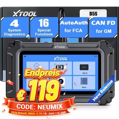 XTOOL D5S Profi KFZ Diagnosegerät Auto OBD2 Scanner TPMS EPB SAS Auslesegerät DE