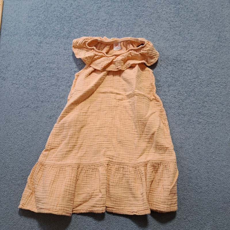 Wonder Nation Toddler Girl Ruffled Dress Size 5T Orange Sleeveless Round Neck