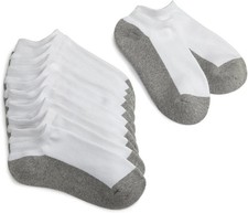 Jefferies Socks Big Boys' Seamless Toe Athletic Low Cut Medium, White/Grey
