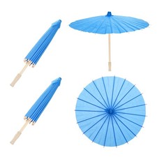 2 Pcs Paper Umbrellas ,24" Paper Parasol Umbrella for Craft,Blue