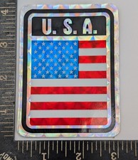 4x3 Holographic U.S.A. Flag Foil Sticker   Vintage Patriotic Decal