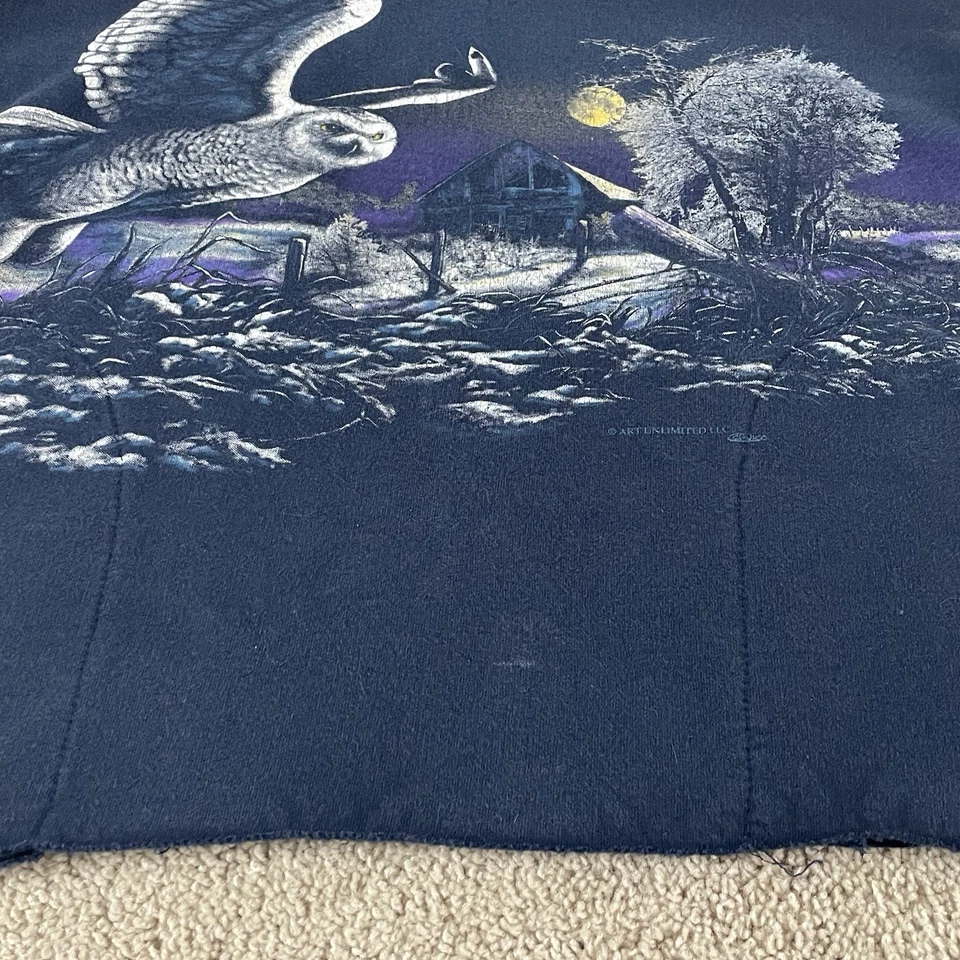 复古运动衫女式大号 90 年代超大猫头鹰图案美国裁剪独立 113 — 第 4/4 张图片