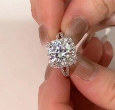 3.20 Ct Round Cut Lab-Created White Diamond Engagement Ring 925 Sterling Silver