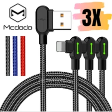 3Pack Mcdodo 90 Degree Braided USB Charging Cable Data Charger Lot For iPhone 11