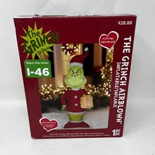 The Grinch 5.5ft Tall Holding Christmas Gift Box I-46 Airblown Inflatable Gemmy