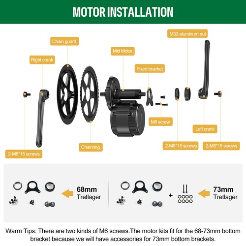 48V750W Bafang Mid Motor Kit Electric Bike Conversion Kit BBS02B 68-73mm E-Bike - Picture 9 of 29