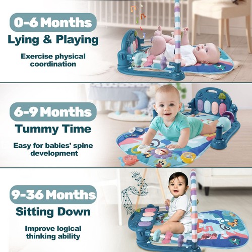 Spieldecke mit Spielbogen Baby Gym Spielmatte Krabbeldecke Erlebnisdecke Blau - Bild 11 von 22