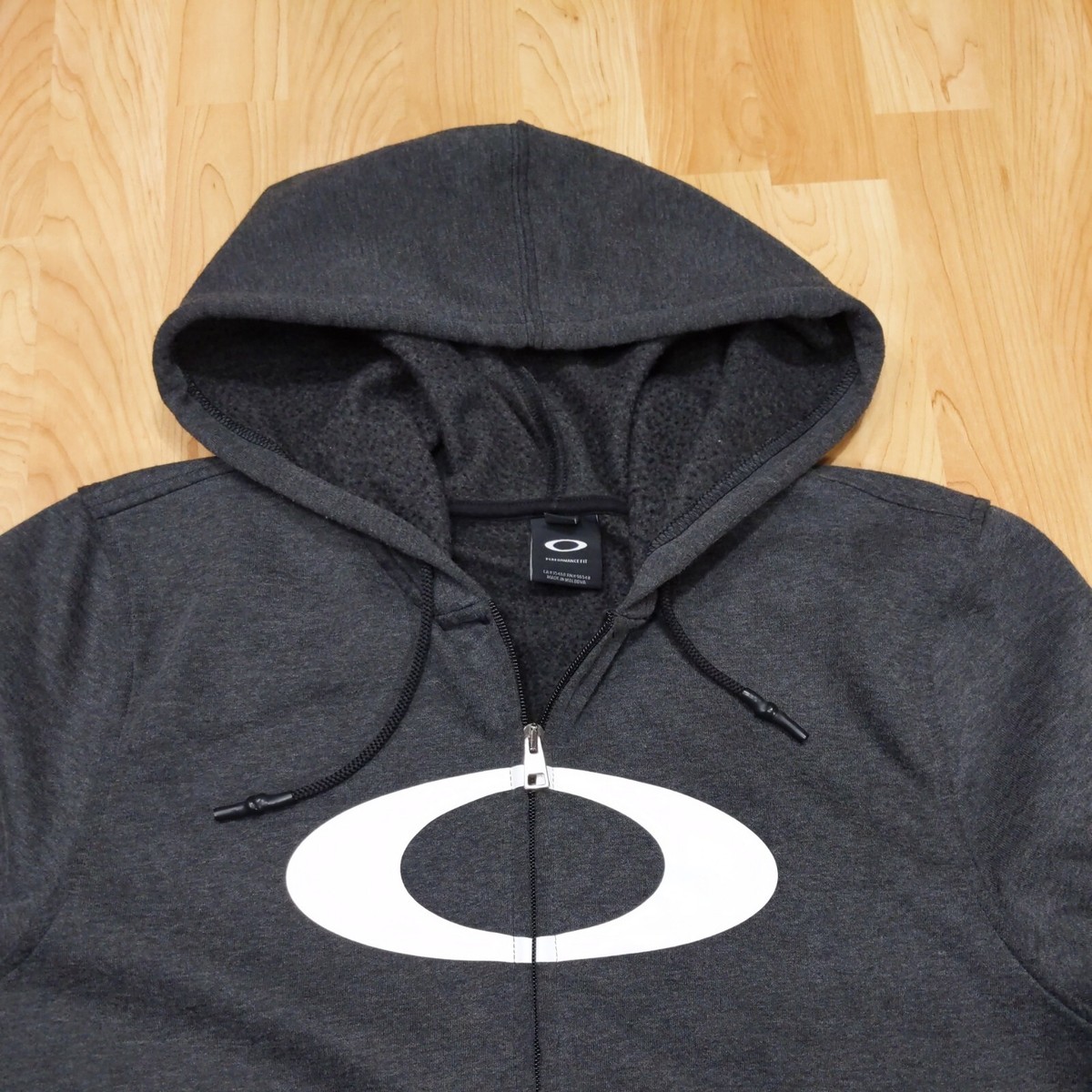 Oakley Men's Medium Zip up Hoodie Dark heather Gray big O