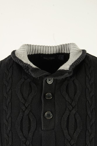 Jersey Nautica Vintage Manga Larga Cuello Invierno Cálido Negro Talla M - IL2877 - Imagen 4 de 4