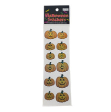 VINTAGE IRIDESCENT GLITTER PUMPKINS HALLOWEEN COLORFUL STICKERS 1 SHEET SEALED