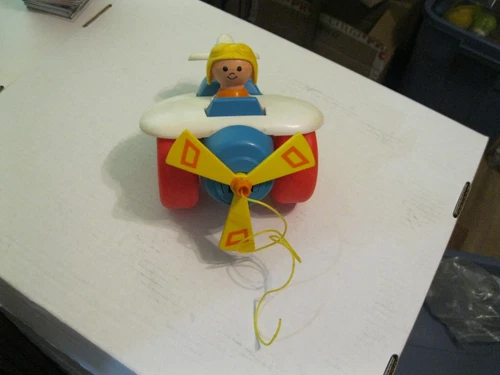 Vintage 1980 Fisher Price Airplane with Pilot #171  Pull Toy with String