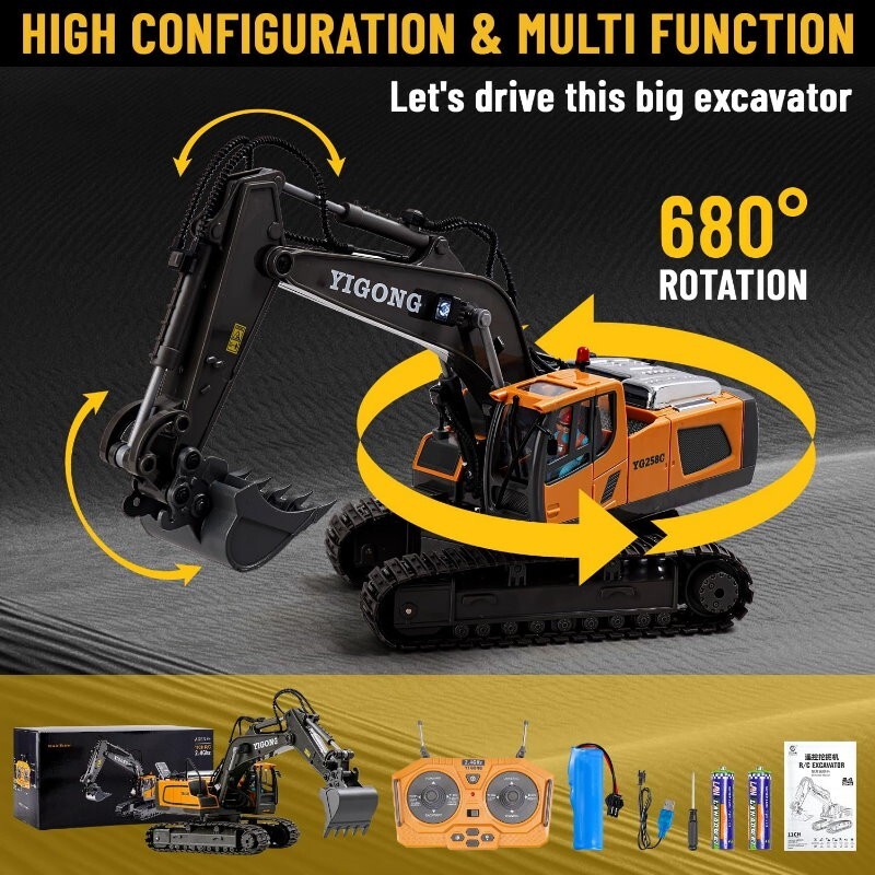 Yi Gong Toys 1/20 RC Alloy Excavator 11CH Remote Control