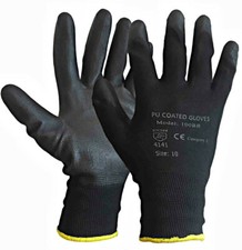 24 Pairs PU Coated Palm Nylon Safety Builders Work Gloves Constructions Garden