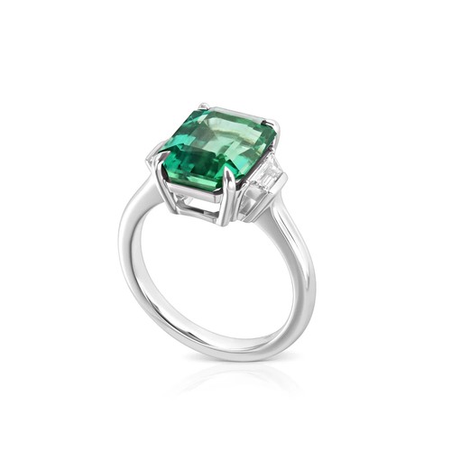 18ct White Gold Stunning Vivid Green Emerald and Diamond Estate Ring VS - Picture 2 of 2