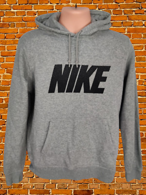 NIKE GRAU SWEATSHIRT HOODIE MEDIUM BAUMWOLLE HERREN ACTIVE SPORT PULLOVER PULLI TOP