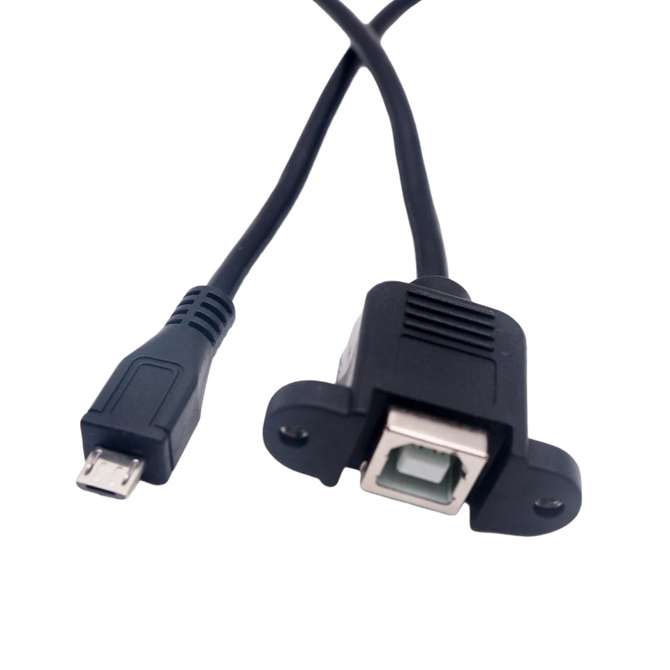 10x USB 2.0 B Female Socket Printer Panel Mount To Micro USB 5Pin Male Cable 1FT - Image 3 of 4