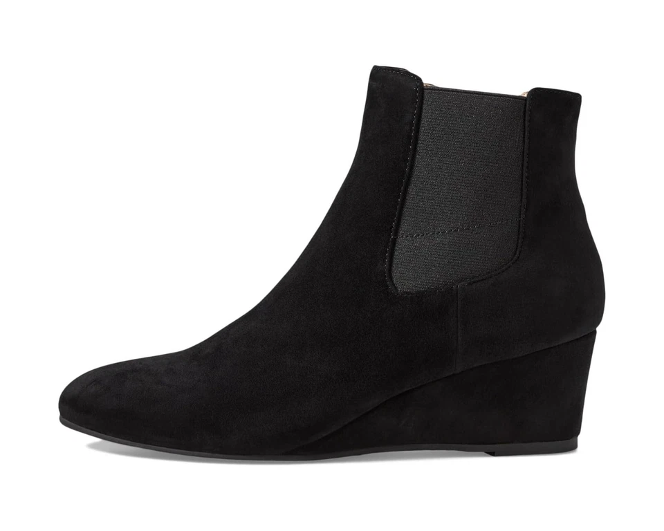Botín al tobillo Pelle Moda Erla de gamuza negra con tacón de cuña 6 Foto 4 de 4
