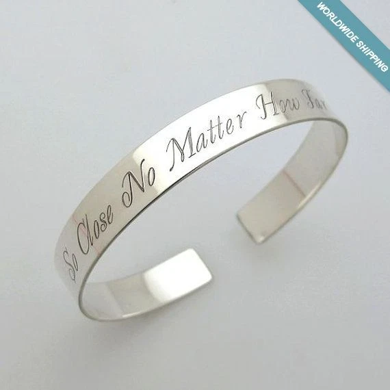 Personalized Bracelet 925 Sterling Silver Cuff Custom Engraved