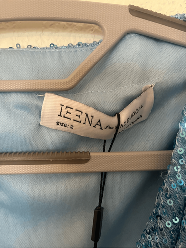 Mini Vestido Mac Duggal Azul Lentejuelas Adornado Cuello en V NUEVO NUEVO CON ETIQUETAS - Imagen 5 de 7