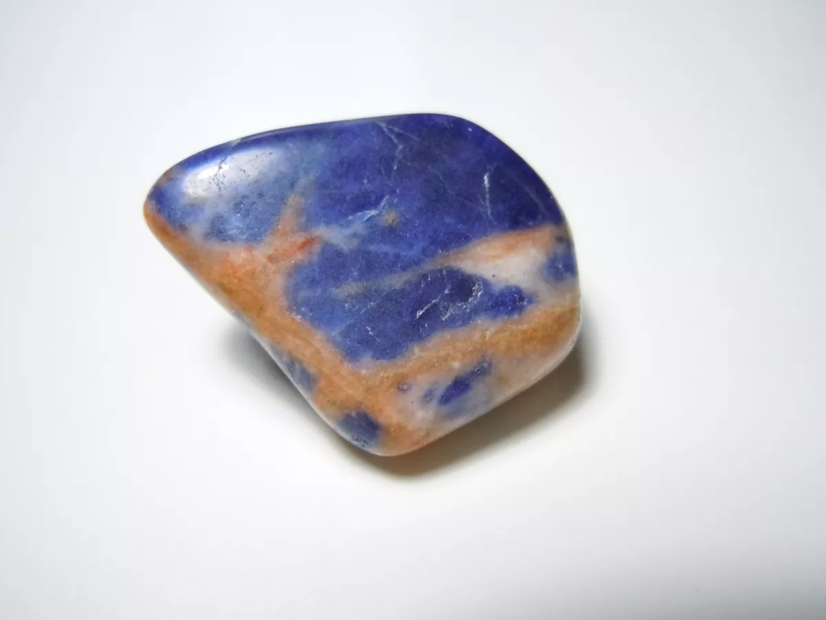 Sodalite Gemstone Natural Blue With Orange Brown Cross Veins Canada 19.5 Carats