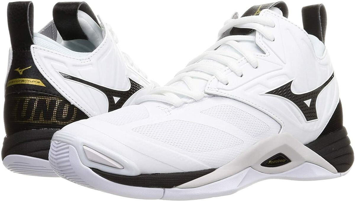 Mizuno Wave Momentum 2 MID Volleyball Shoes White x Black x Mizuno Wave Momentum 2 MID Volleyball Shoes White x Black x