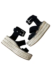 Rag & Bone Tara Black Suede Espadrille Platforms size 38.5 US 8.5
