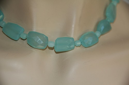 New Faceted Aqua Chalcedony, Amazonite 14k GF Necklace. Rare Stunning Vibrant - Picture 12 of 12