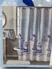 Shower Curtain And Hook Set Snowman Sled SKL Home Winter Holiday