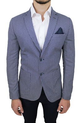 GIACCA BLAZER UOMO SARTORIALE BLU ESTIVA CASUAL ELEGANTE IN COTONE TWEED |  eBay