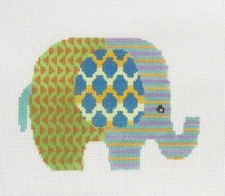 Pajamas and Chocolate Patt Small Elephant Handpainted Needlepoint Canvas