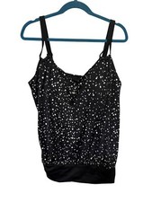 Swimsuits for All Tankini Top Adjustable Straps Black White Womans 16
