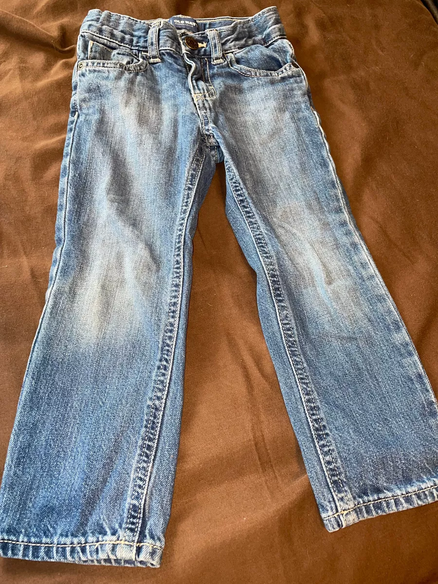 OLD NAVY GIRLS JEANS 3T 5 POCKET ADJ WAIST ZIPPER SNAP pre owned