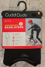 Cuddl Duds Baselayer SMALL 6-7 2pc Set Boys Performance Black Crew Pants NEW
