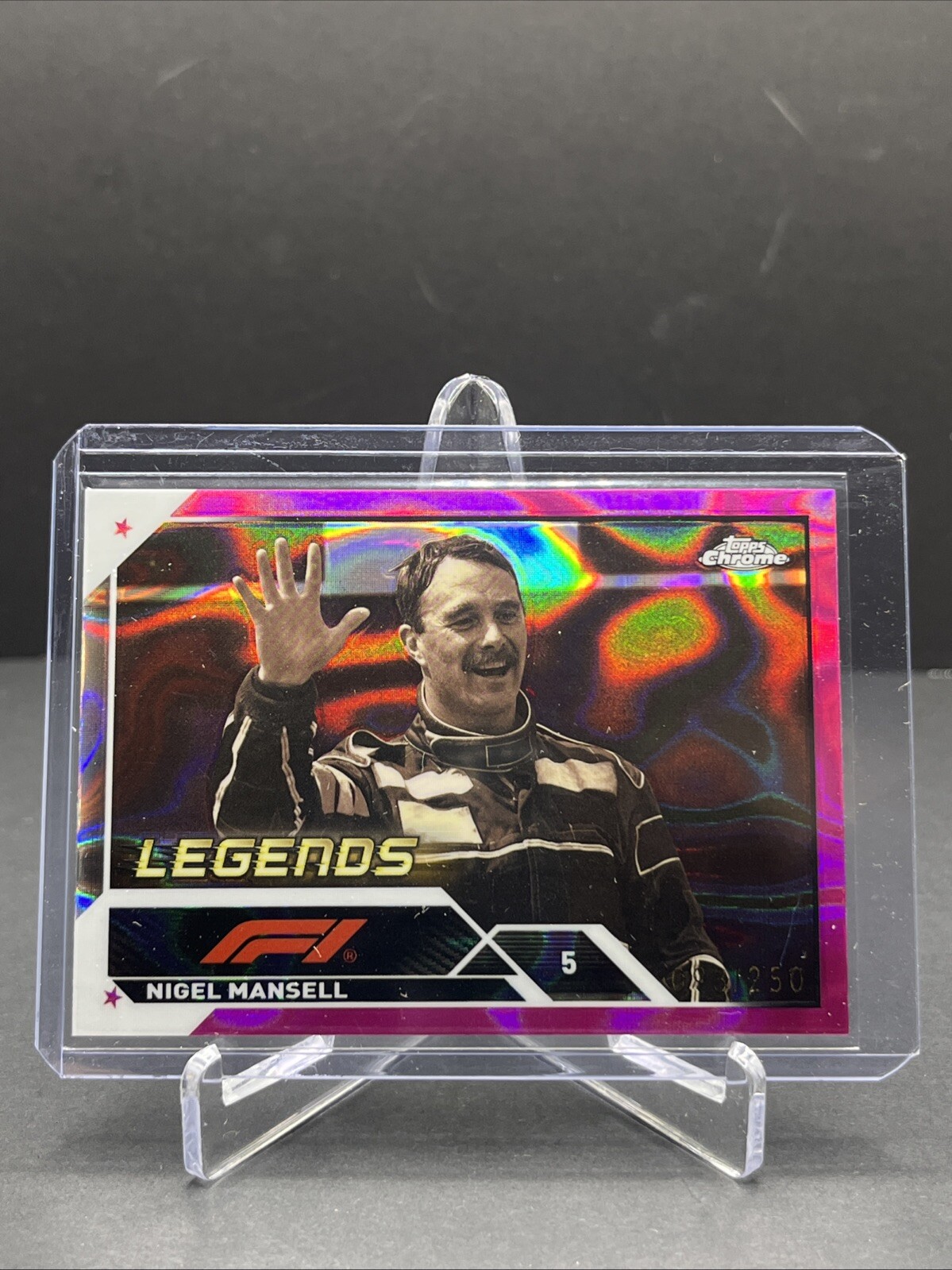 2023 Topps Chrome Formula 1 F1 Nigel Mansell Fuchsia Lava 098/250 #197