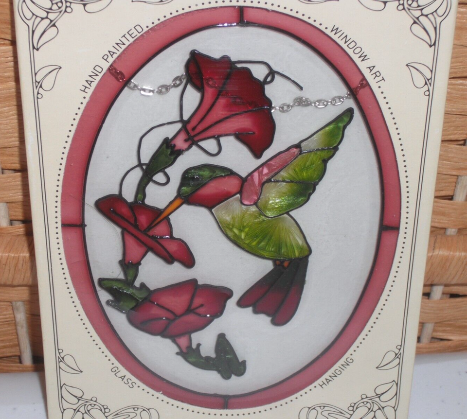New Joan Baker Window Art Hanging Stained Glass Suncatcher Hummingbird
