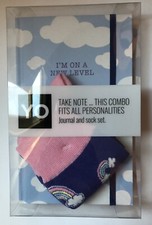 Yo Sox Cloud and Rainbows Hardcover Journal "I'm On A New Level"  & Sock Set