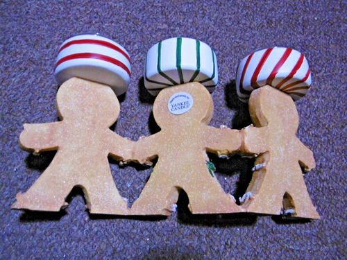 YANKEE CANDLE TRIPLE GINGERBREAD TEA LIGHT HOLDER VGC HARD TO FIND RARE XMAS - Picture 2 of 4