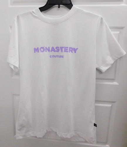 MONASTERY COUTURE LARSA WHITE LAVENDER T SHIRT WOMENS SIZE LARGE
