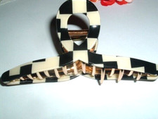 Large Black White Checkerboard Hair Claw Clip 4.5" New w Tag
