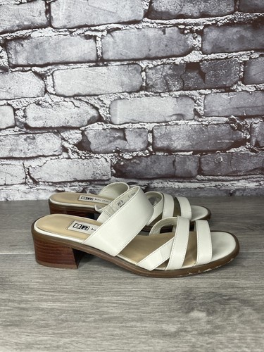 Brass Plum Shoes White Leather Strappy Block Heel Sandals Women Sz 6.5M US/37EU - Picture 20 of 20