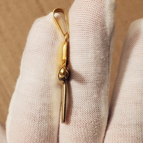 18K Gold Cross Pendant 750 167AR Yellow/White Moving Charm Pendant 1.75" L, 5g - Picture 9 of 10