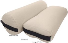 Natural Cotton Yoga Bolster - Studio Grade Cotton Batting Pillow - Made in USA