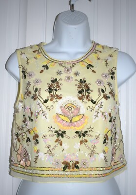 Needle & Thread Floral Sequin & Bead Embellished Top Blouse sz. 0