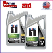 2 Pack, Mobil 1 Advanced Fuel Economy Full Synthetic Motor Oil 0W-16, 5 Quart