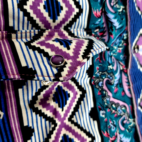 Vtg RARE WRANGLER Sz 15 Shirt Cowboy Cut Pearl Snap RegFit USA Aztec XLong Tails - Picture 15 of 22